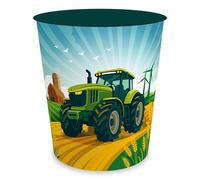 itenga Papelera para niños con diseño - redonda aprox. 11 litros - Cubo de basura para habitación infantil - plástico estable (tractor - Turbo Trak)