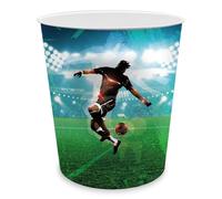 itenga Papelera para niños con diseño - redonda aprox. 11 litros - Cubo de basura para habitación infantil - plástico estable (diseño de fútbol)