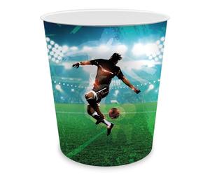 itenga Papelera para niños con diseño - redonda aprox. 11 litros - Cubo de basura para habitación infantil - plástico estable (diseño de fútbol)