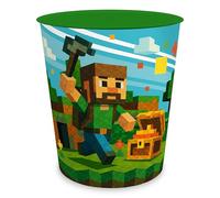 itenga - Papelera para niños con motivo - redonda, aproximadamente 11 litros - cubo de basura para la habitación infantil - plástico resistente (BLOCKGAME Pixel)