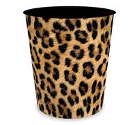 itenga Papelera para niños y adultos con diseño, redonda, aprox. 11 litros, cubo de basura para habitación infantil u oficina, plástico estable (leopardo)