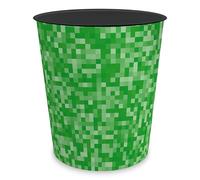 itenga Papelera para niños y adultos con diseño, redonda, aprox. 11 litros, cubo de basura para habitación infantil u oficina, plástico estable (píxeles)