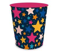 itenga Papelera para niños y adultos con diseño, redonda, aprox. 11 litros, cubo de basura para habitación infantil u oficina, plástico estable (estrellas)