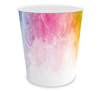 itenga Papelera para niños y adultos con diseño, redonda, aprox. 11 litros, cubo de basura para habitación infantil u oficina, plástico estable (motivo arcoíris)