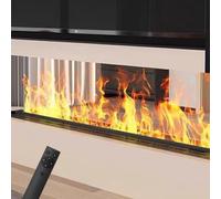 ITETONE Chimenea Decorativa 3D de Vapor de Agua con 7 Colores de Llama Ajustables y 5 Niveles de Brillo, Acero Inoxidable Cepillado, Control táctil (7 Colores, Control Remoto, 1500 mm)