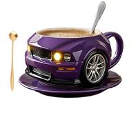 ITETONE Taza de café Creativa con Forma de Coche, Taza de café de cerámica Hecha a Mano con Forma de Coche, Taza de café con Forma de Coche, Regalos navideños para fanáticos de los Coches Purple