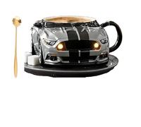 ITETONE Taza de café Creativa con Forma de Coche, Taza de café de cerámica Hecha a Mano con Forma de Coche, Taza de café con Forma de Coche, Regalos navideños para fanáticos de los Coches Gray