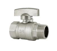ITFOWIYD H59 1/4" 3/8" 1" Female To Male Union Joint Nickel Plated Brass Ball Valve with Butterfly Handle Cold and Hot Water(DN15xDN20)