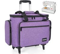 ITHWIU Estuche universal para máquina de coser con ruedas, con múltiples bolsillos de almacenamiento, compatible con la mayoría de cantantes, hermanos, Janome, morado