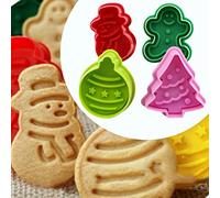 Itian 4 Piezas Moldes de Galletas, Navidad Cortadores de Galleta, Molde de Galletas para Niños, Juego de Galletas Cortadores con Expulsor para Cookie, Fondant, Galletas Navideñas (Color Aleatorio)