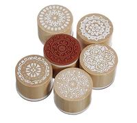 Itian 6 Piezas Floral Vintage Style madera redondo sello de goma