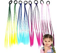 Itian 8 Piezas Extensiones de Trenzas de Colores, Mechones de Colores para Niñas, Kit de Extensión de Pelo Sintético, Trenzado Cuerda de Pelo, para Mujeres Niñas Festivales Cosplay