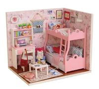 Itian Decoración en Miniatura Modelo, DIY Casa con Luces y Accesorios, de Madera DIY Casa de Muñecas, de Navidad Hadas Decoración del Hogar Casa