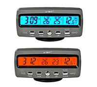 Itian LCD Automoción Electrónico Relojes, Interior del Coche y Termómetro Exterior, Monitorización de Voltaje, Despertador, Multifuncional Mesa