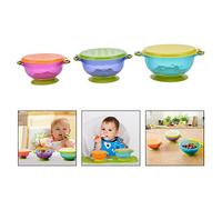 Itian Pack de 3 bols con Ventosa, Cuencos con Tapa,Bol Infantil con Ventosa-3 Cuencos