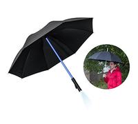 Itian Paraguas Negro con Luz de Led - con construido en linterna LED, Multi cambia de color paraguas
