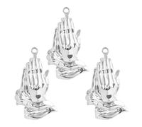 Itkcozcg 3 colgantes religiosos de acero inoxidable con forma de mano para rezar, componentes de collar para amantes de las manualidades, kits de fabricación de joyas