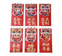 Itkcozcg Adornos de Navidad, 6 sobres de enrojecimiento para festivales tradicionales de primavera, caricaturas 2025, paquetes de dinero del año de serpiente Hongbao para Año Nuevo