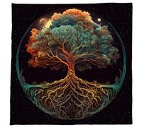 Itkcozcg Árbol de la vida, altares, tarots, tarjetas, mantel de adivinaciones, mantel cuadrado, tapiz de brujería, suministros de árboles de la vida, tarots, mantel espiritual