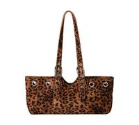 Itkcozcg Bolso de hombro ligero con diseño coreano moderno para las axilas con gamuza aterciopelada, bolso de hombro ligero para uso diario, esencial a la moda, para mujer, Patrón de leopardo marrón