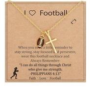 Itkcozcg Collar con colgante de crucifijo de cobre ligero con diseño de cadena ajustable de baloncesto, voleibol, fútbol, accesorio deportivo, tennis, como se describe, como se describe