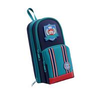 Itkcozcg Estuche portátil de gran capacidad para lápices de viaje con múltiples compartimentos, organizador de bolígrafos para suministros escolares, estuche vintage, Blue