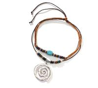 Itkcozcg Juego de 2 collares con colgante antiguo, cadena de cuello de moda con cuentas de turquesa natural y cadena ajustable para mujer, cadena de cuello hecha a mano con cuentas