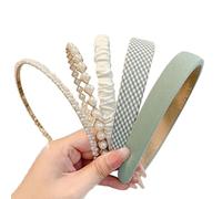 Itkcozcg Juego de 5 diademas de perlas retro francesas acolchadas suaves para mujeres, bodas, fiestas diarias