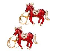 Itkcozcg Llavero de caballo de cristal brillante de doble cara para parejas, entusiastas del coche, elegante viaje en coche, rosso, Talla única