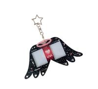 Itkcozcg Lovely Ailerons Plan - Cartera de identificación de doble ranura con llavero de poliacrilato permanente para viajes diarios, Negro, 13x7cm