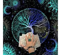 Itkcozcg Mantel de cartas de tarot, mantel de tela para altares, árboles de la vida, tapete de astrología, adivinaciones, tapiz, decoración del hogar
