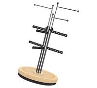 Itkcozcg Moderno soporte giratorio para joyas con base de madera pesada y marco de metal para collares, pendientes, exposición, joyería contemporánea