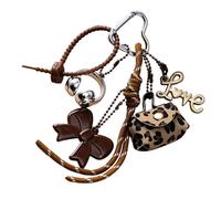 Itkcozcg Perfecto para viajes diarios y uso diario, ligero, lazo, cuerda trenzada, accesorios, práctico llavero acrílico, marrón claro