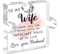 Itkcozcg Rompecabezas de acrílico grabado, pieza con patrón de bloque, adorable mamá, abuela, esposa en el día de la madre, regalo de parte de tu marido, hija, hijo, mamá, regalo de hija