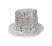 Itkcozcg Sombrero de mago para mujeres y hombres con cinturón de diamantes de imitación, sombrero alto, disfraz de cosplay, fiesta temática para adultos, artistas escénicos, color plateado