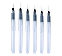 Itkcozcg Suministros de oficina, juego de 3/6 pinceles de pintura al agua, recargables, bolígrafo fino y plano para mezclar acuarela, suministros para principiantes, Imagen de referencia de color,