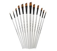 Itkcozcg Suministros de oficina, pincel de acuarela, 12 unidades, mango de madera, mango de madera, herramienta de creación de imágenes para niños y niñas, Parte delantera diagonal, The longest brush