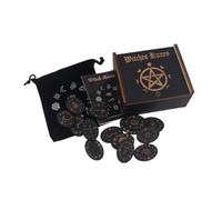 Itkcozcg Tallado portátil de runas antiguas con 24 símbolos místicos y manual de guía adecuado para meditación, accesorios de meditación, runas de madera natural, juego de piedras