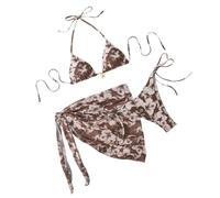 Itkcozcg Trend - Traje de baño de 3 piezas sin aros, cómodo tankini de tela de poliéster con cubierta para fiestas en la piscina, traje de playa