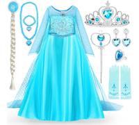 ITMNMNL Elsa Niña Disfraces de Elsa Princesa con Accesorios de Tiara Elsa Vestido de Princesa Elsa Niñas,Princesa Disfraz Elsa para Cosplay Cumpleaños Carnaval - 110