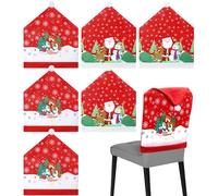 ITMNMNL Fundas Sillas de Comedor Navideñas Pack 6 Fundas para Sillas,Silla con Gorro de Papá Noel,Navidad Decoración Fundas Protectoras,Decoraciones Navideñas,Funda Sillas Comedor- 60 ×50cm
