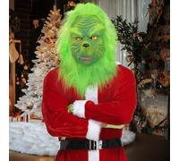 ITMNMNL Máscara de Navidad para Adultos,Grinch Mask Disfraz de Papá Noel Verde,Accesorios de Disfraces de Navidad,Adecuado para Personajes Navideños y Máscaras de Fiesta,Mascara Cosplay Halloween