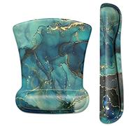 ITNRSIIET Alfombrilla para ratón y teclado con reposamuñecas, espuma viscoelástica antideslizante, fácil escritura, alivio del dolor, perfecta para oficina, témpera abstracta