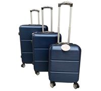 ito electronics Juego de Maletas de 3 Piezas, rígidas, 4 Ruedas, Cerradura con combinación, Color Azul, Azul, Kofferset 3-Teilig, Juego de Maletas
