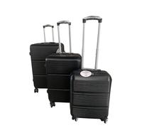 ito electronics Juego de Maletas de 3 Piezas, rígidas, 4 Ruedas, Cerradura de combinación, Color Negro, Negro, Kofferset 3-Teilig, Juego de Maletas