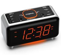 iTOMA Despertador de Radio con Control de aplicación, Bluetooth, Radio FM, Dual en Cuatro Modos de Despertador, Siesta fácil, atenuador, luz Naranja Nocturna, Puerto Cargador USB 208