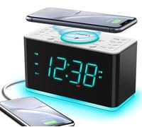 iTOMA Radio Despertador con Carga inalámbrica, repetición, Bluetooth, Doble Alarma, atenuador de Pantalla LED, luz Nocturna CKS207
