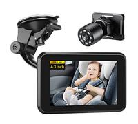 Itomoro ACZ401 - Cámara de coche para bebé, visión nocturna HD de 4.3 pulgadas, monitor de bebé con cámara, asiento de seguridad, espejo de coche para mirar hacia atrás, 5 minutos, fácil instalación
