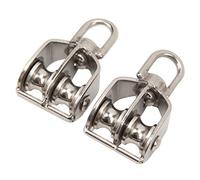 Itonash 2 Bloques de Polea Doble M15, Rodillo de Acero Inoxidable Resistente con Anillo Giratorio de 360 grados, para Levantamiento de Cuerdas, Ajuste de Tiendas de Campaña, Proyectos