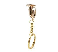 Itonash Cadena de Llaves de Tuba de Latón, Llave de Instrumentos Dorados en Miniatura para Graduarse, Cumpleaños con Reproducción de Tuba Pequeña Hecha a Mano